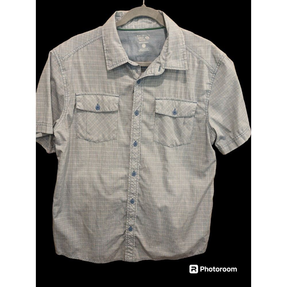 Mountain Hardwear Mens Medium Gray   ‎ short sleeve  button Hiking Shirt